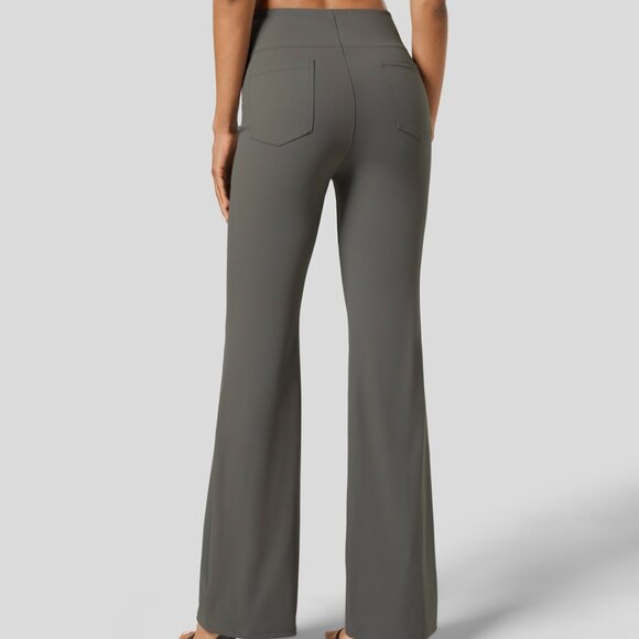 NWT Halara size XL deep red grey high waisted back pockets stretchy work pants - Picture 2 of 3